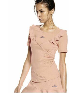 Nwt Adidas Stella McCartney Rare Ruffled Short Sleeve Tee Shirt Top XS